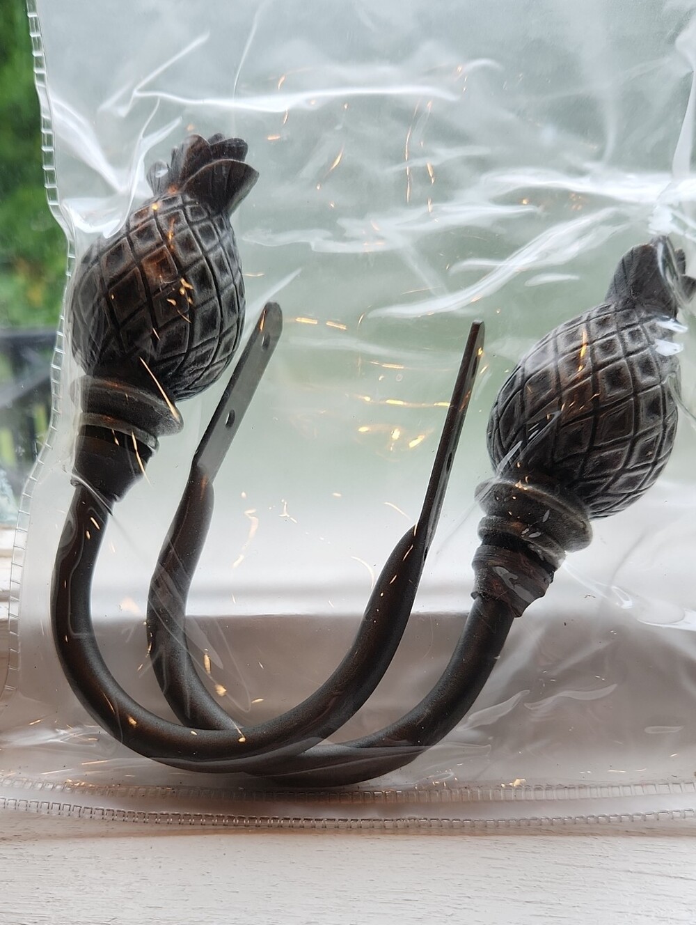 Decorative Pineapple Curtain Tiebacks in Dark Bronze - Set of 2
